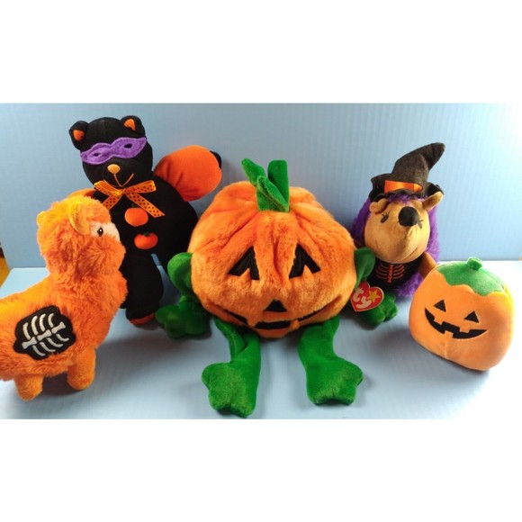 5 DAN DEE+ Halloween Collector Ch Skeleton Llama  Pumpkin + Hedge + Cat Plush EC - Picture 3 of 11